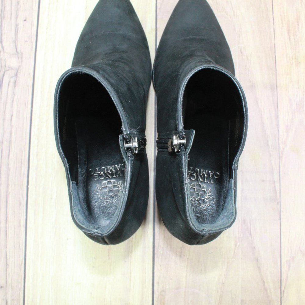 Vince Camuto Kathrina Black Suede Side Zip Ankle Heeled Boots Size 7.5 M - Picture 6 of 10